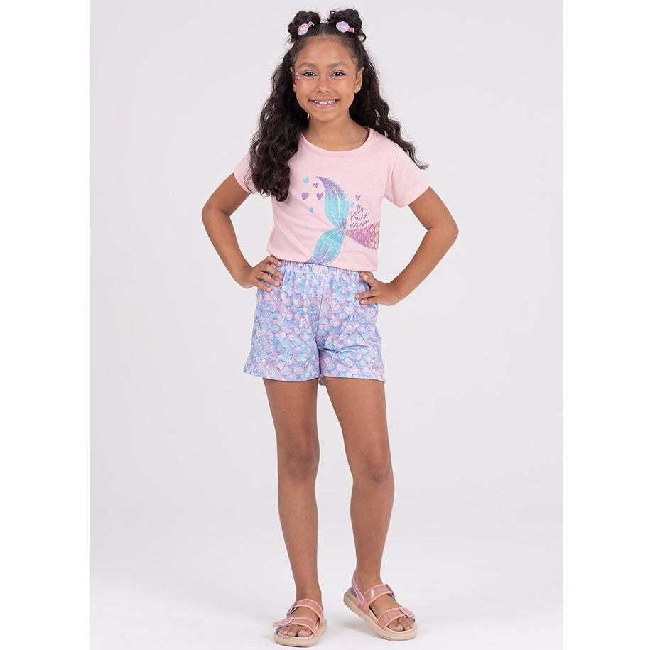 Conjunto Infantil Sereia Princess Rosa