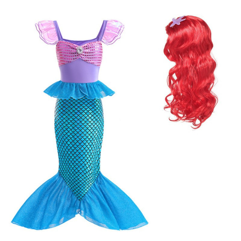 Vestido de Sereia para Meninas, Vestido de Princesa FAWU
