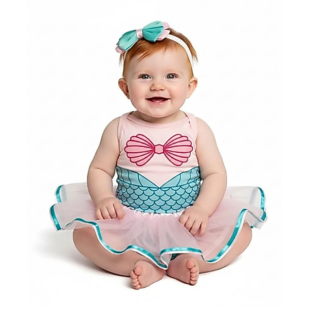 Body Bebê Infantil Menina Mêsversário Sereia Temático Ariel Super Confortável Linha Premium