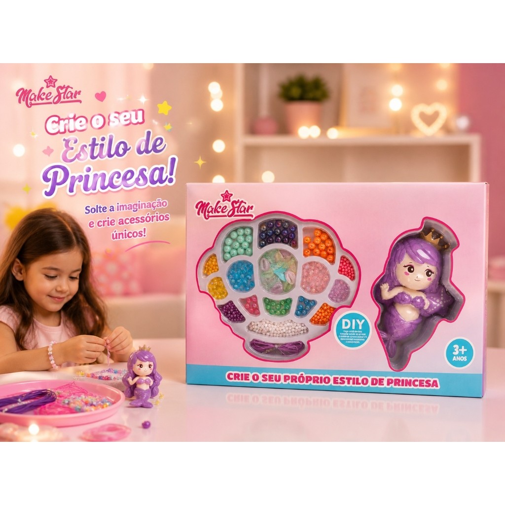 t Miçangas Infantil Tema Sereia Cores Vibrantes Atividades Criativas Desenvolvimento Motor