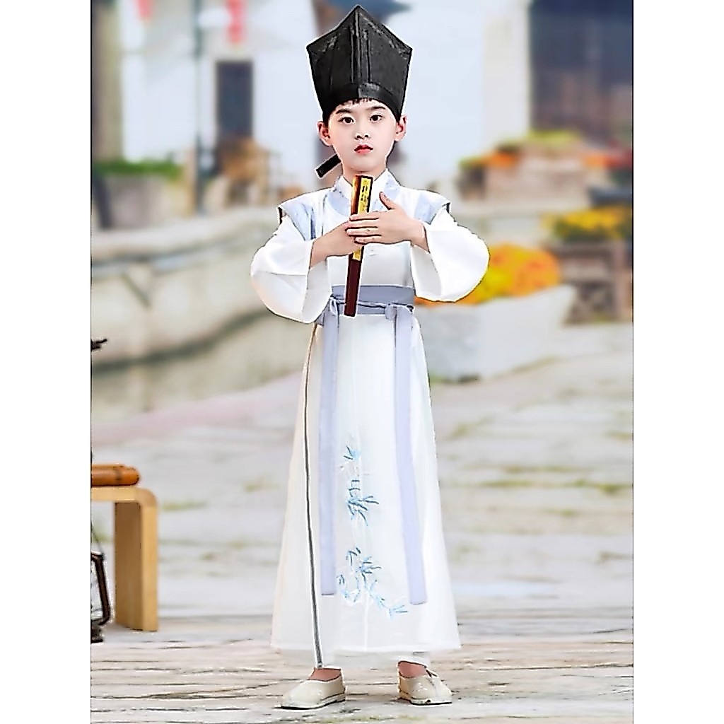 Traje infantil Hanfu meninos dinastia de música poeta acadêmico su Dongpo su Shi antigo poesia chinesa recitação desempe