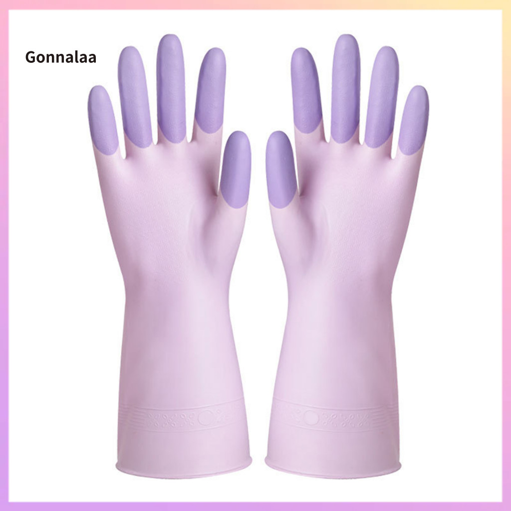 1 Pair Long Sleeve Waterproof Latex Gloves Tear-resistant Dishwashing Laundry for Use Durable Non-slip Kitchen Housework
