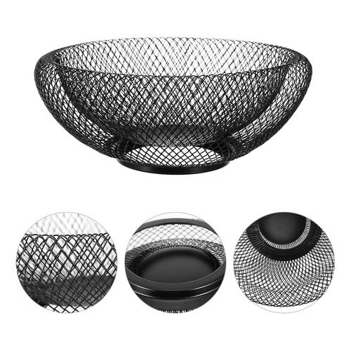 Fruteira Mesa Cesta De Frutas Aramado Metalizado Preto