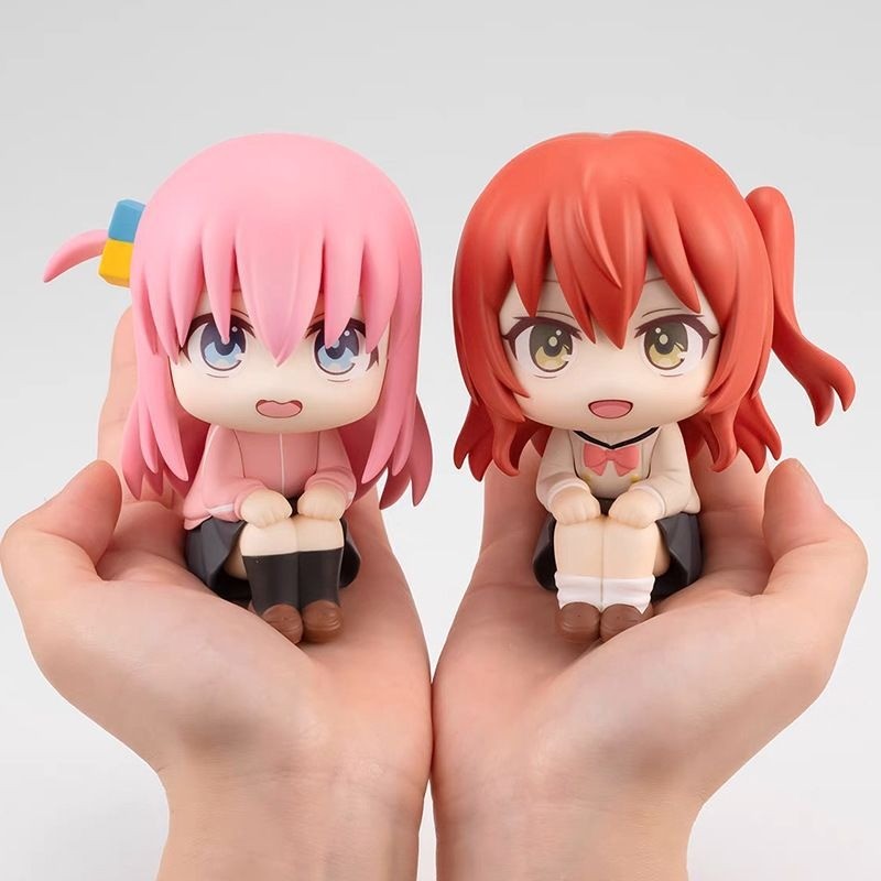 10cm Q Versão Bocchi the Rock Anime Figuras Kawaii Gotoh Hitori Kita Ikuyo Sentado Pose Modelo Bonecas Brinquedos Presen