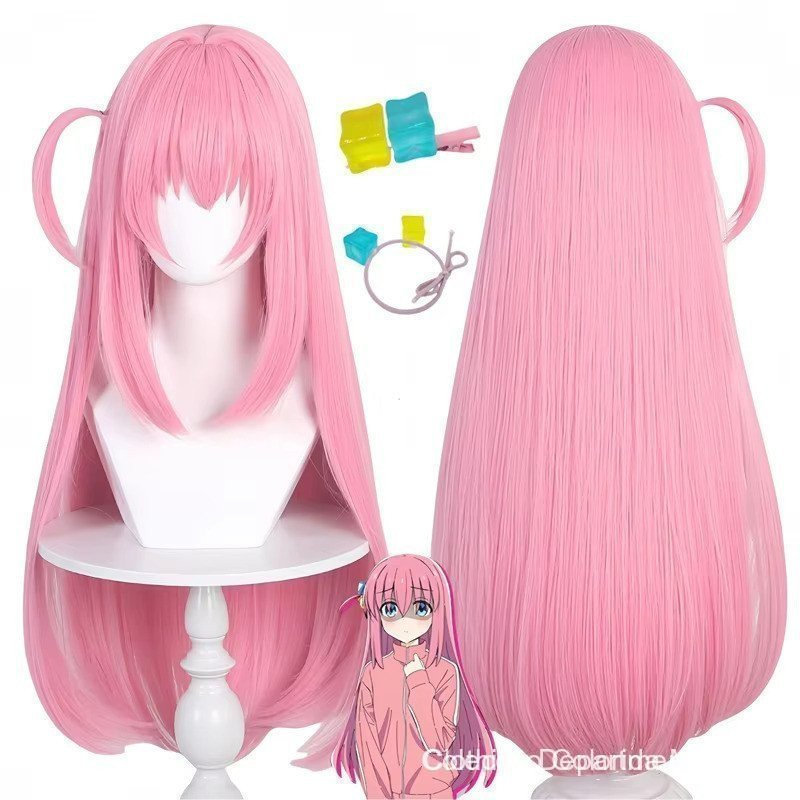 Peruca de Cosplay Anime Bocchi The Rock Hitori Gotoh, Bonita e Estilosa, Sintética Longa Rosa, Costura Princess YII P FL
