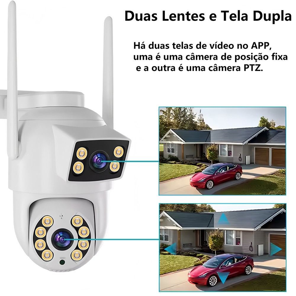 Câmera de Segurança Wi-Fi 4MP Dupla Antena 360° Visão Noturna Colorida Alarme 110dB YOOSEE Monitoramento