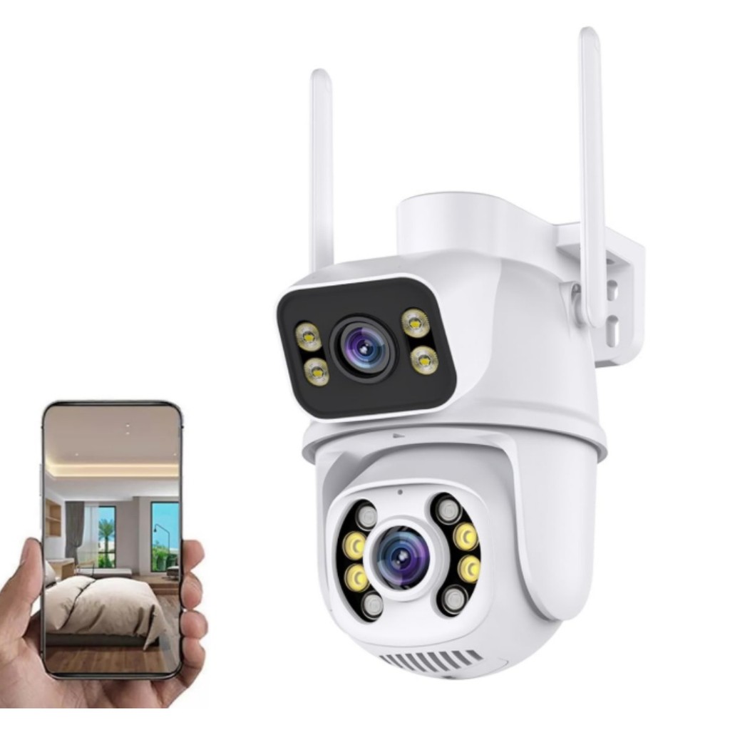 Câmera de Segurança Externa WiFi Dupla Lente 4MP PTZ App Yoosee Visão Noturna e Alarme Inteligente