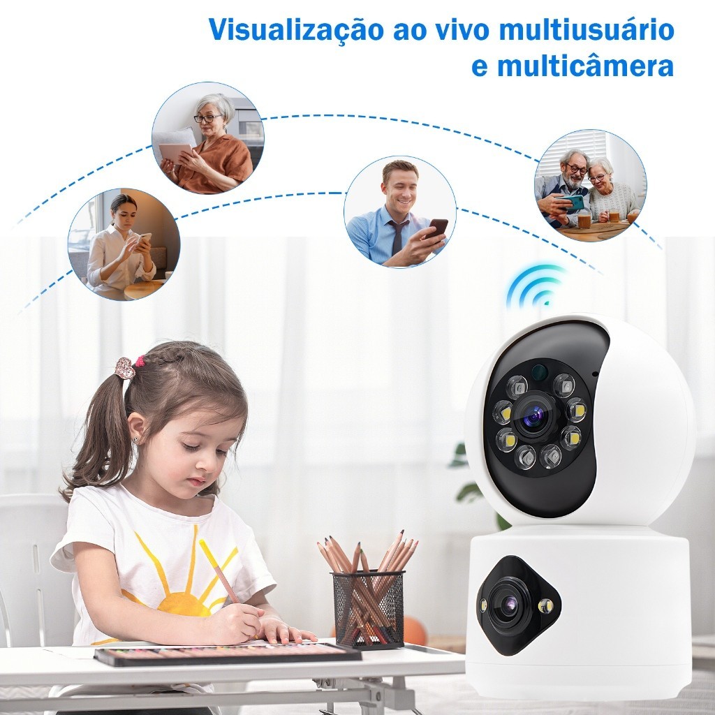 Câmera de Segurança IP Wifi Bluetooth 2 Cameras FULL HD 4MP AutoTrack visão fixa Áudio bidirecional 355° baba APP YOOSEE