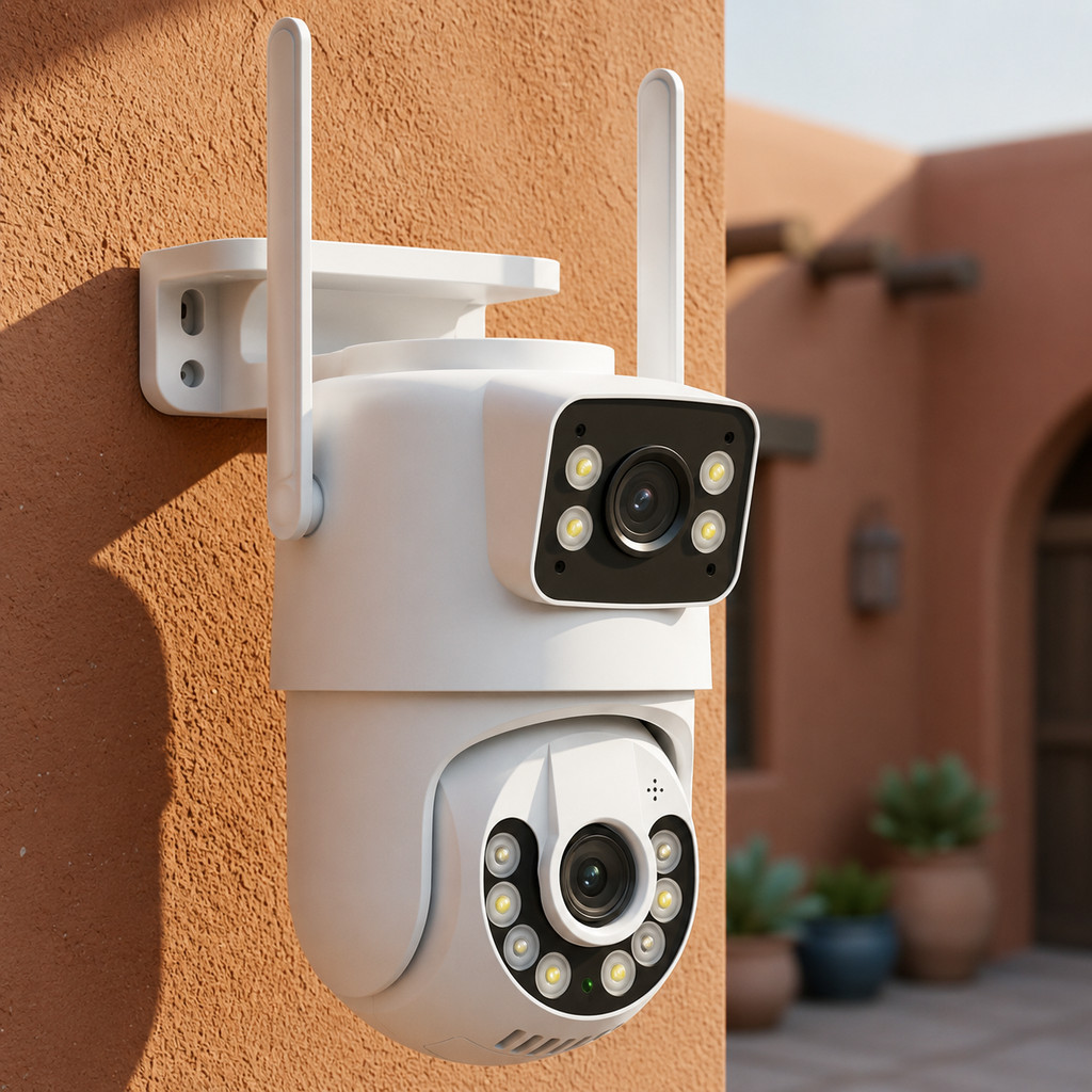 Câmera de Segurança WiFi Dupla Lente PTZ 360° IP66 4MP Visão Noturna Voz em 2 Vias App Yoosee