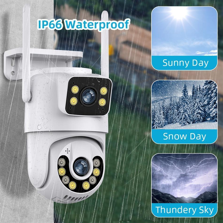 Câmera de Segurança WiFi Dupla Lente PTZ 360° IP66 4MP Visão Noturna Voz em 2 Vias App Yoosee