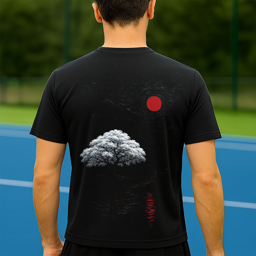 Camiseta Dry Fit Masculina Estampada Árvore no Lago P ao GG Leve Respirável Academia Treino