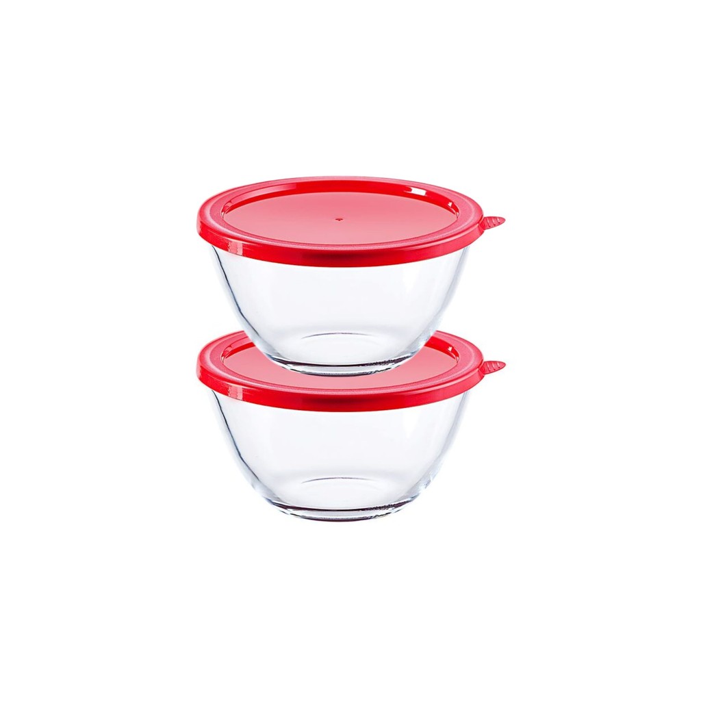 Kit 2 Travessa Tigela Bowl Oval De Vidro Temperado 500ml C/ Tampa Design Sofisticado