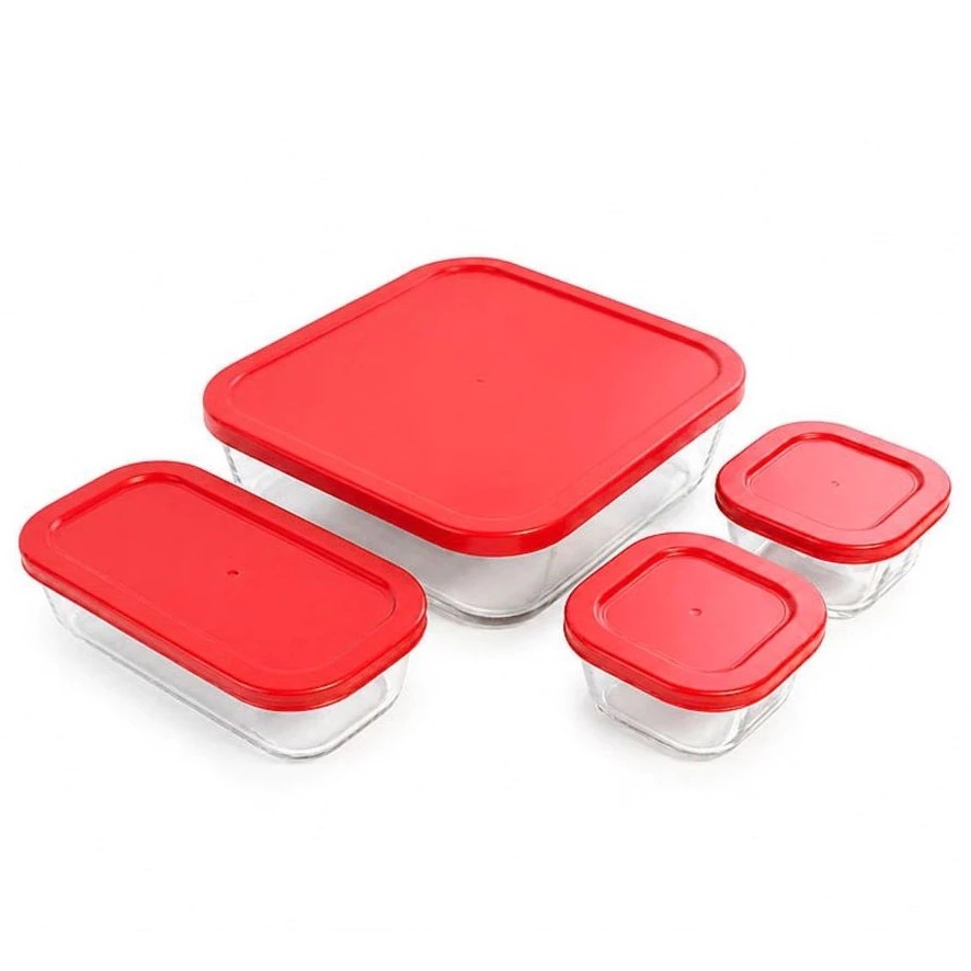Kit Travessas Tigelas De Vidro Com Tampa 230ml 560ml 1900ml 4 Peças