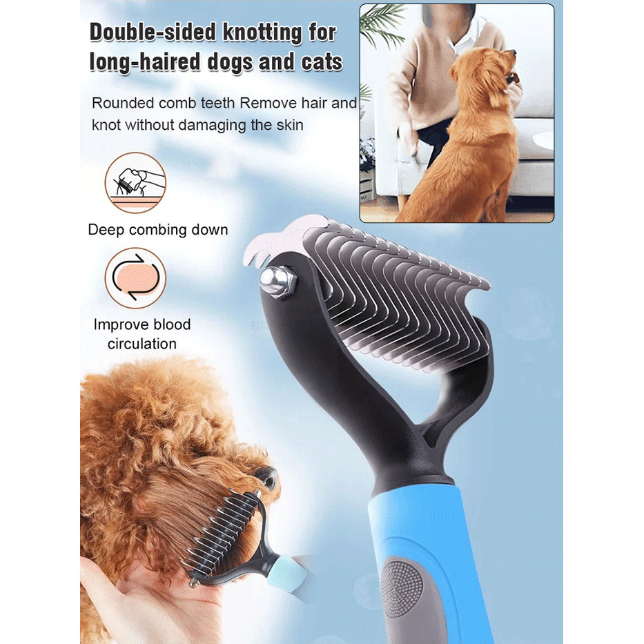 [Desembaraço Rápido] Cat Dog Pet Grooming Brush Efficient Knotting Comb Deshedding Tool/Escova para Cães e Gatos