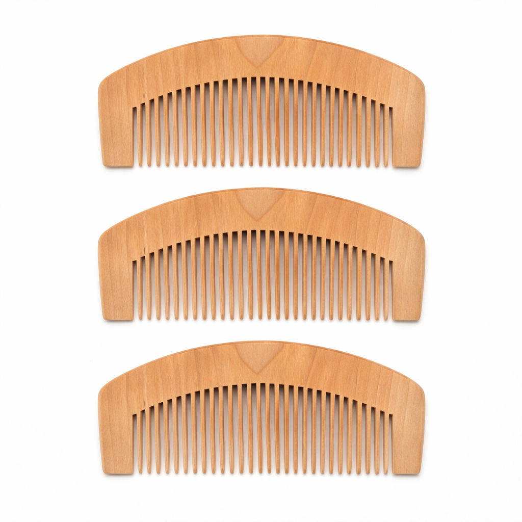 Kit 3 Pentes de Madeira Natural Profissional Antifrizz - Para quem leva o Grooming a sério.