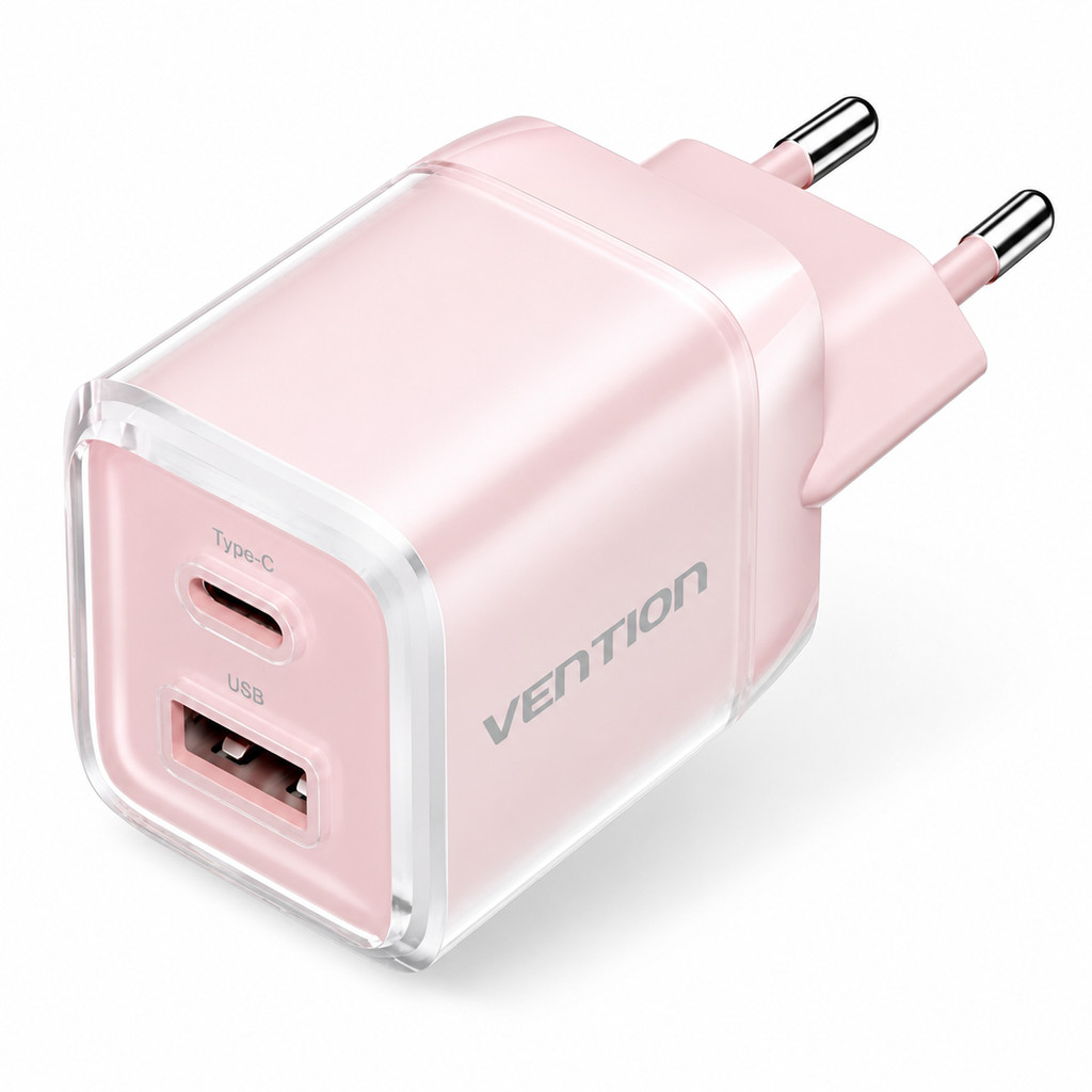 Fonte Parede Carregador Turbo GaN 70W USB-C+USB-A PD Vention