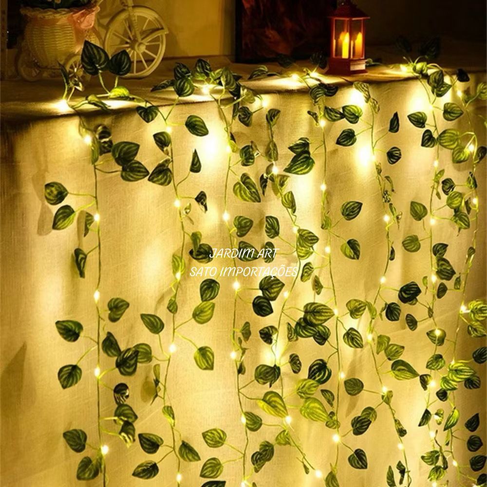 Luz de Corda de Planta Falsa  ivy para Decoração de Parede e quartos cafes espelhos fio de fada