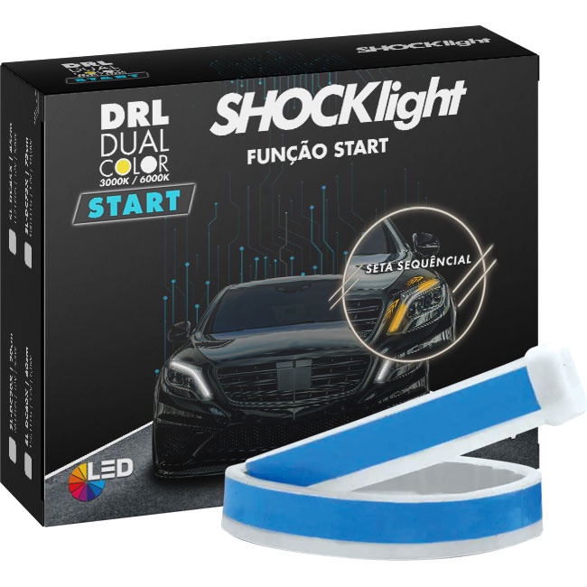 Fita Barra Led 60 Cm Dual Color Shocklight Carro Moto Tuning Efeito Ghost/start/apresentação Seta Sequencial