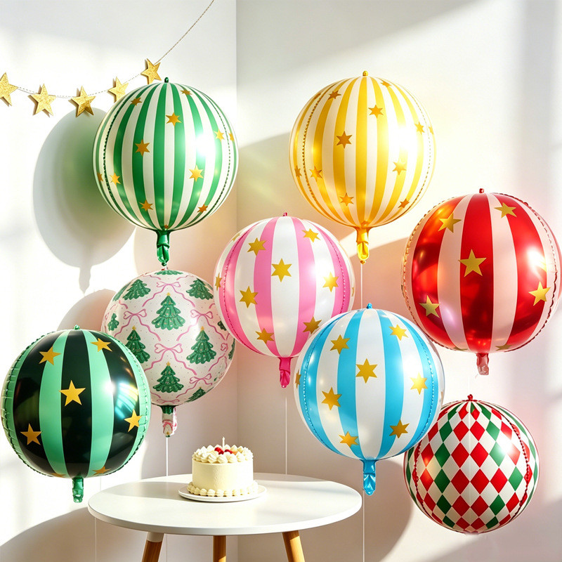[Birthday Essentials] Balão de arco de estrela listrado 4D de 22 polegadas, balão de decoração de festa de aniversário