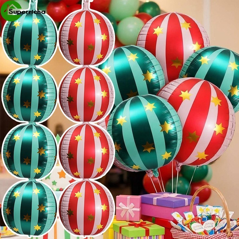 [Ultra] 4-1 Unidade De Balões De Estrela Listrados 4D De 22 Polegadas-Adereços De Fotos DIY-Suprimentos Decorativos Para