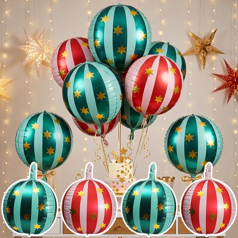 4-1 Unidade De Balões De Estrela Listrados 4D De 22 Polegadas-Suprimentos Decorativos Para Festas De Festival-Balão De F
