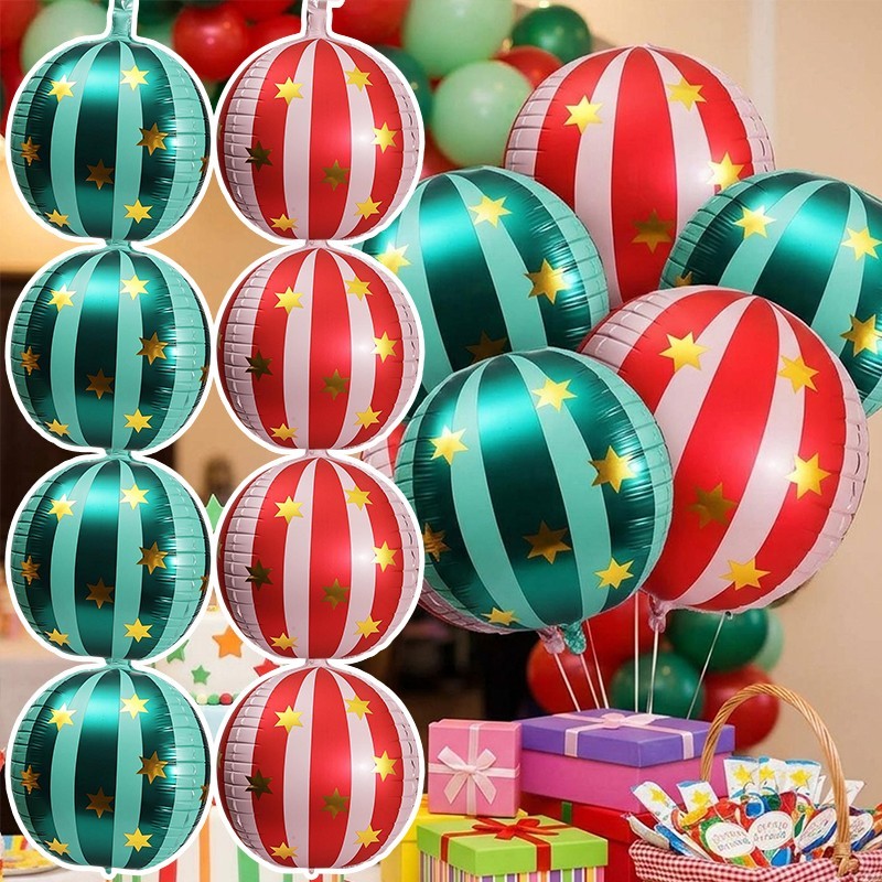 4-1 Unidade De Balões De Estrela Listrados 4D De 22 Polegadas-Adereços De Fotos DIY-Suprimentos Decorativos Para Festas