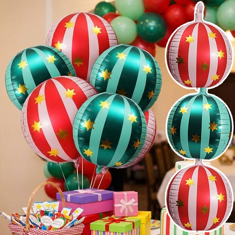 4-1 Unidade De Balões De Estrela Listrados 4D De 22 Polegadas-Suprimentos Decorativos Para Festas De Festival-Balão De F