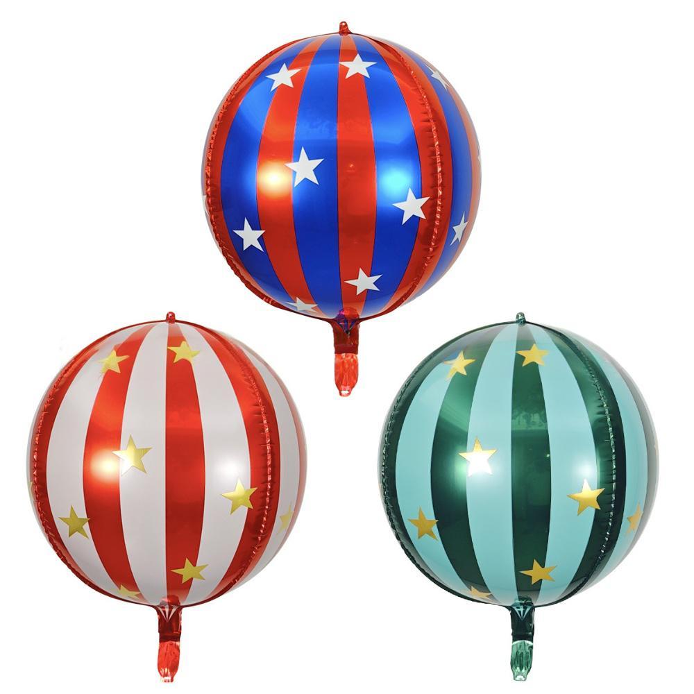 Balão De Estrela Listrado 4D De 22 Polegadas , Decoração De Aniversário Infantil , Folha De Alumínio , Suprimentos Para