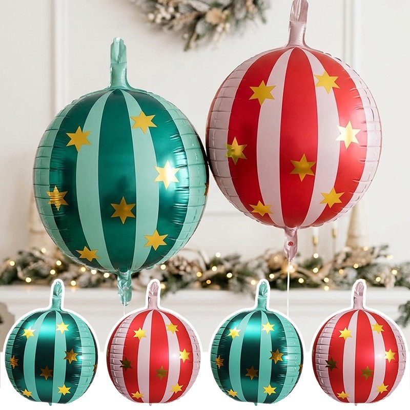 4-1 Unidade De Balões De Estrela Listrados 4D De 22 Polegadas-Balão De Filme De Alumínio-Suprimentos Decorativos Para Fe