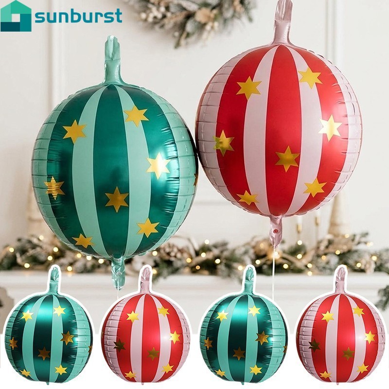 [Casa] 4-1 Unidade De Balões De Estrela Listrados 4D De 22 Polegadas-Balão De Filme De Alumínio-Suprimentos Decorativos