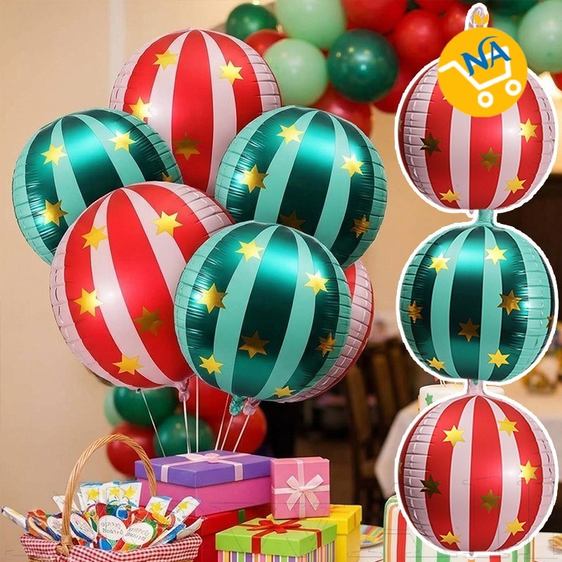 [Navio 24H] 4-1 Unidade De Balões De Estrela Listrados 4D De 22 Polegadas-Suprimentos Decorativos Para Festas De Festiva