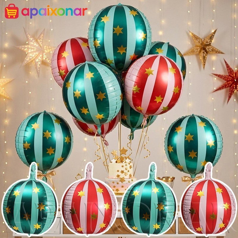 [Happt] 4-1 Unidade De Balões De Estrela Listrados 4D De 22 Polegadas-Suprimentos Decorativos Para Festas De Festivais-B