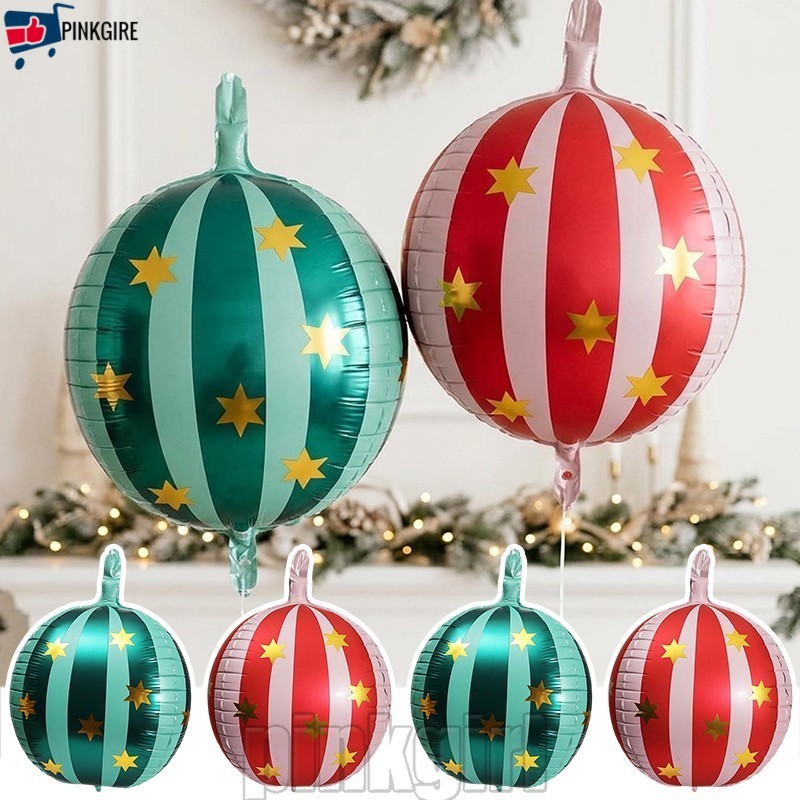 [Rdy Stk] 4-1 Unidade De Balões De Estrela Listrados 4D De 22 Polegadas-Balão De Filme De Alumínio-Suprimentos Decorativ
