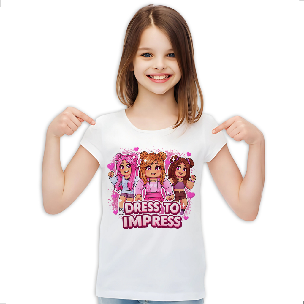 Camiseta Infantil Dress to Impress Roblox Jogo Game LK-531
