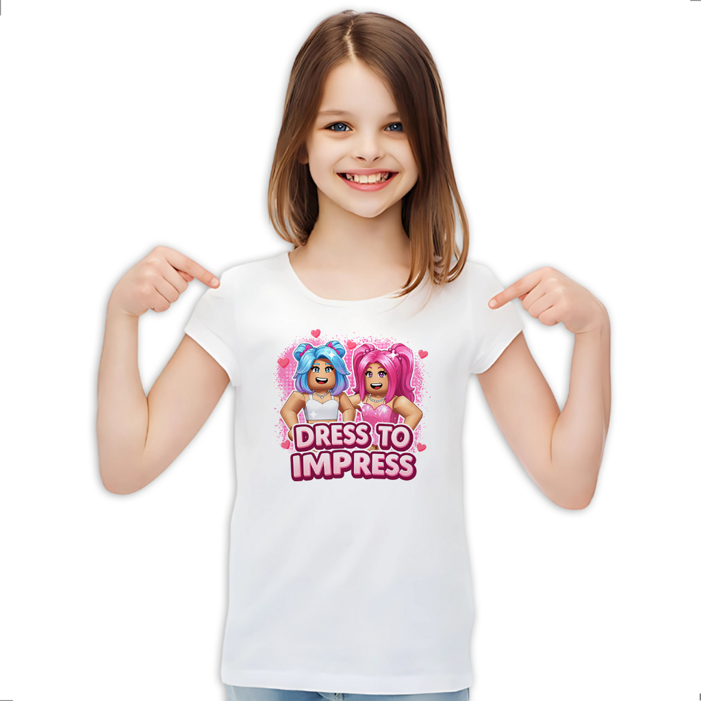 Camiseta Infantil Dress to Impress Roblox Jogo Game LK-529