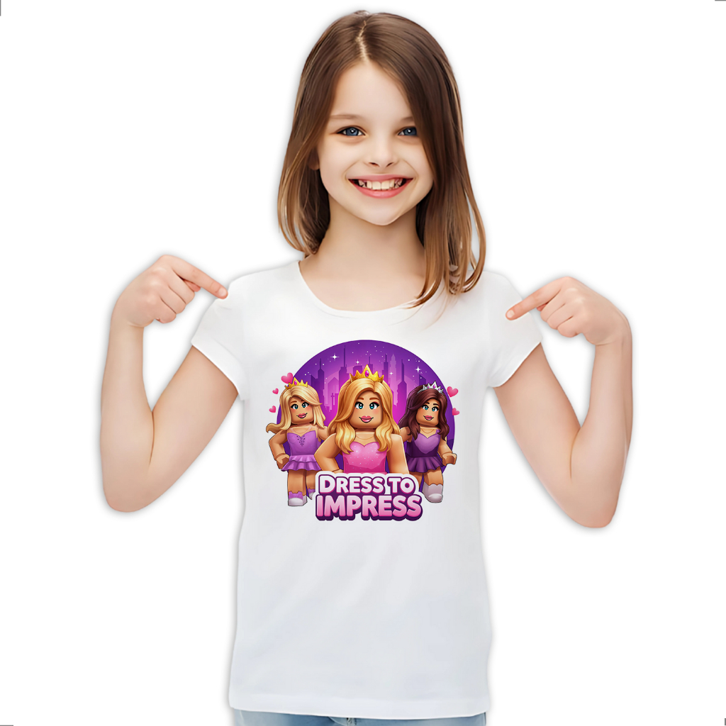 Camiseta Infantil Dress to Impress Roblox Jogo Game LK-527