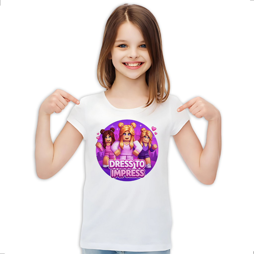 Camiseta Infantil Dress to Impress Roblox Jogo Game LK-528