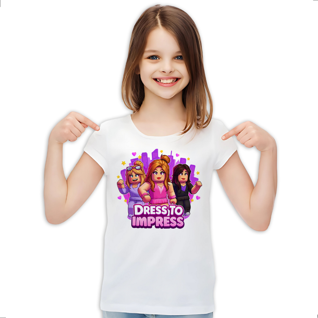 Camiseta Infantil Dress to Impress Roblox Jogo Game LK-525