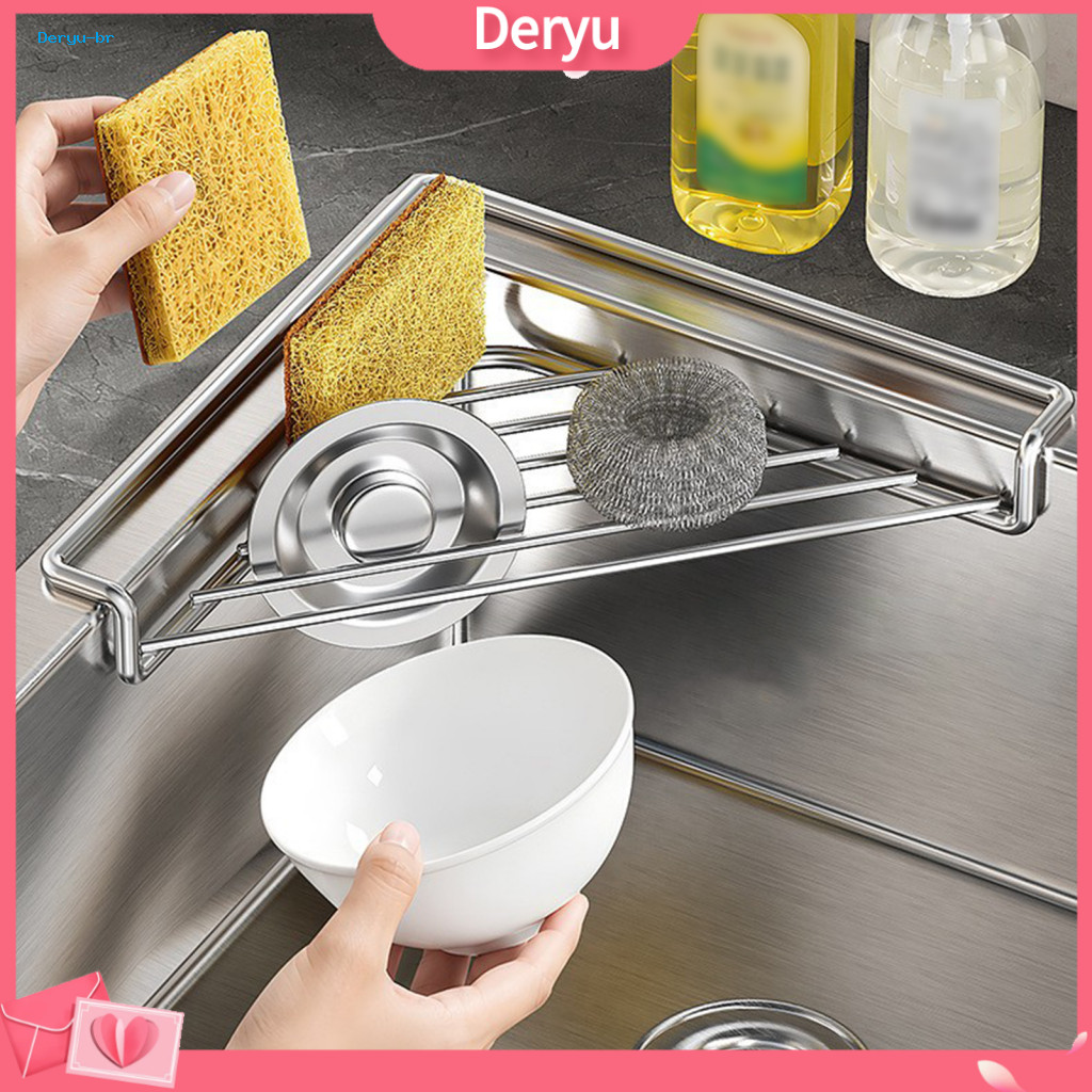 Corner Storage Shelf Sink Drying Rack Stainless Steel Triangular Space-saving Kitchen Wire for Utensil and for Southeast