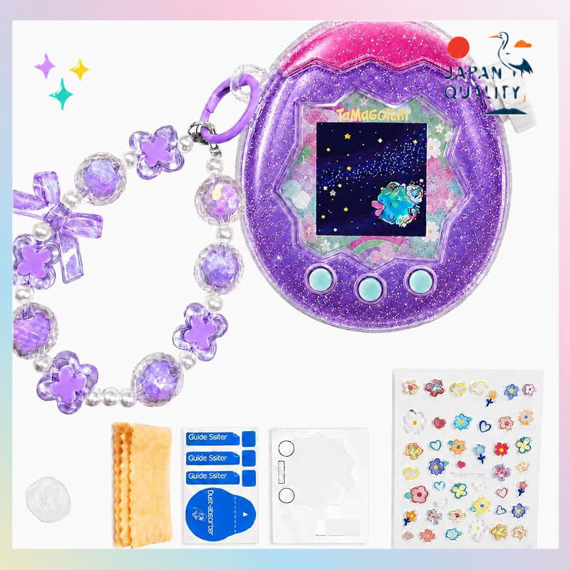 Kurasage Tamagotchi Paradise Capa Protetora com Alça com Contas — Transparente com Glitter PC (Polycarbonate)