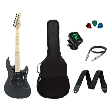 Kit Guitarra Strato Strinberg STS100 +Afinador + Capa + Correia + Cabo + Palhetas PRETA FOSCA