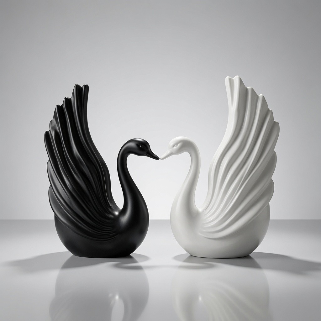 Casal de Cisnes Minimalista, Moderno e Sofisticado Perfeito para seu Lar