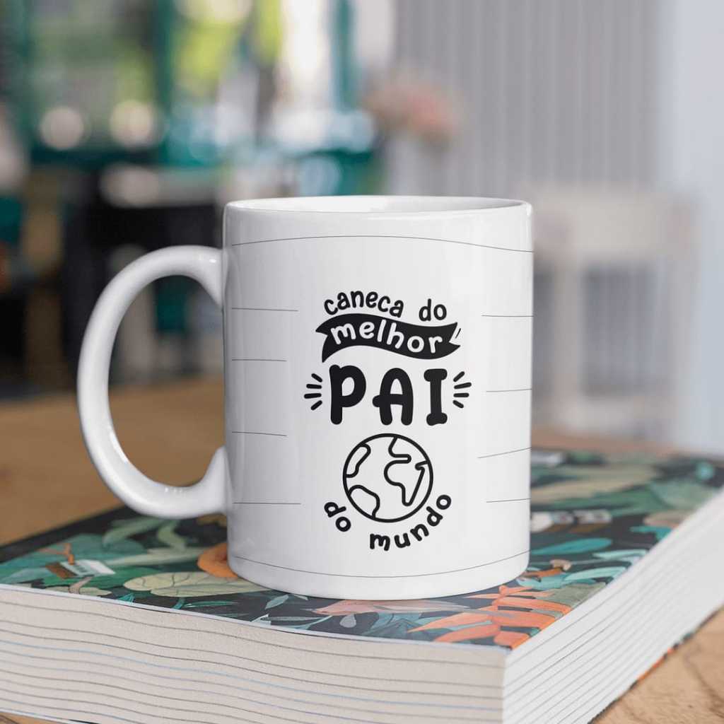 Caneca Personalizada Minimalista Feliz dia Dos Pais ideal para Presentear o seu Papai Cerâmica 325ml