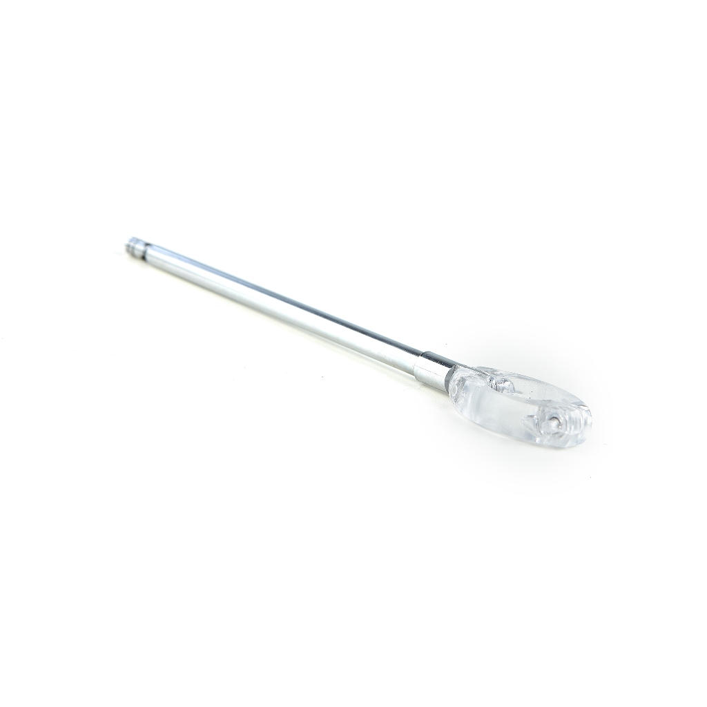Antena Corta Pipa Cromada com Abraçadeira (Transparente) para Guidão de Moto – Proteção contra Linhas Cortantes
