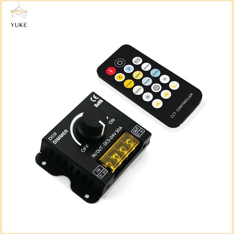 YUKE 1 Conjunto De Escurecimento Contínuo DC5-24V 30A LED Strip Light Knob Switch Dimmer Com Controlador RF Sem Fio Para