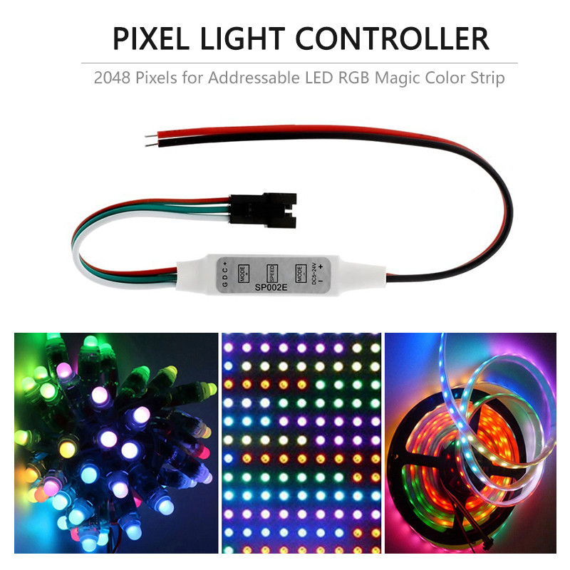 SP002E LED RGB Controlador 600 Pixels Dimmer 3 Chave DC5-24V USB 5V Para WS2811 WS2812B Endereçável Cor Mágica Barra De