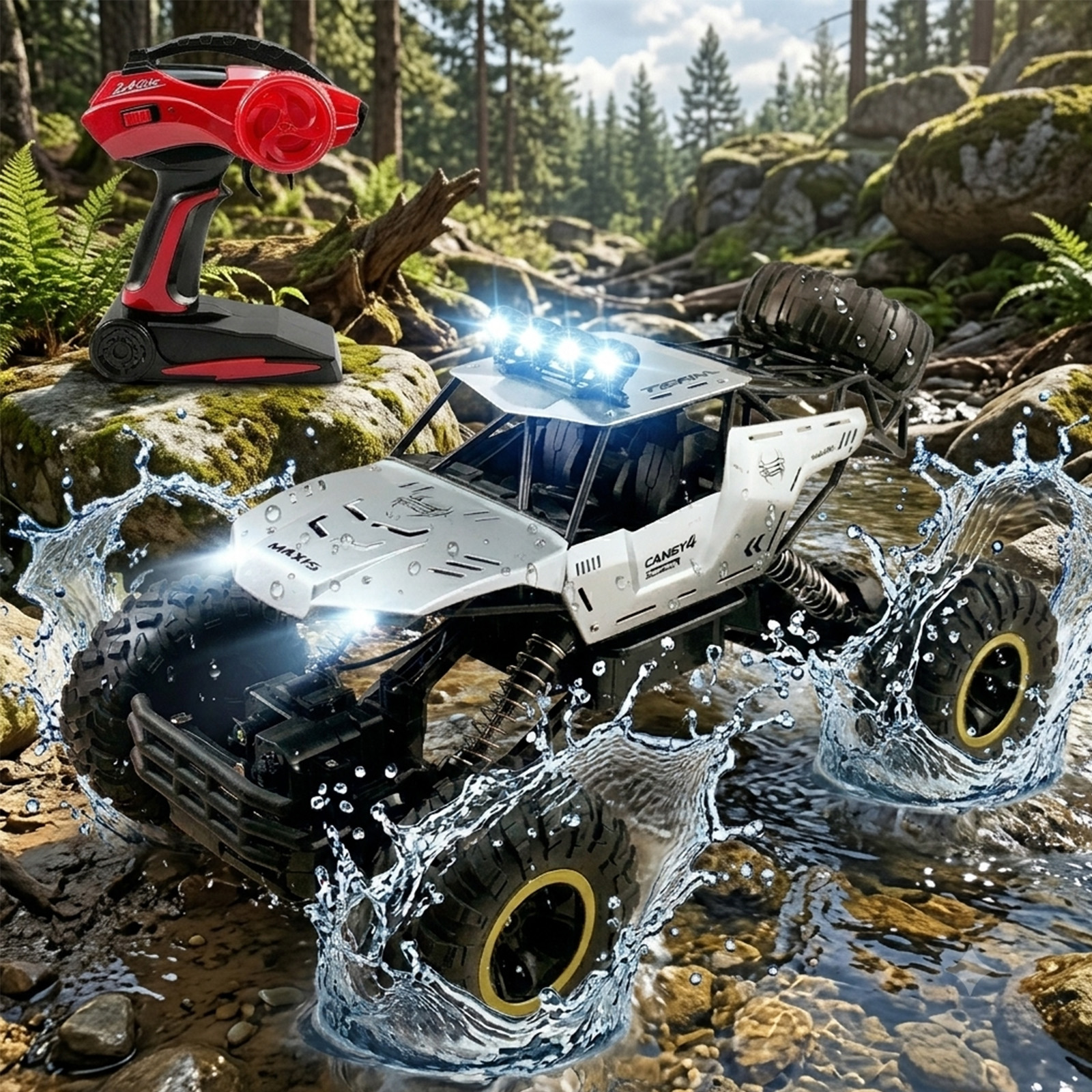 Carro RC Off Road 4WD de Liga, Caminhonete de Controle Remoto para Escalada, Alta Velocidade, À Prova de Choques,