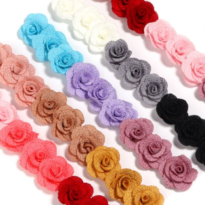 FLOR DE TECIDO kit com 10 unidades Flor de Malha Poliéster Artesanato Laço Headband