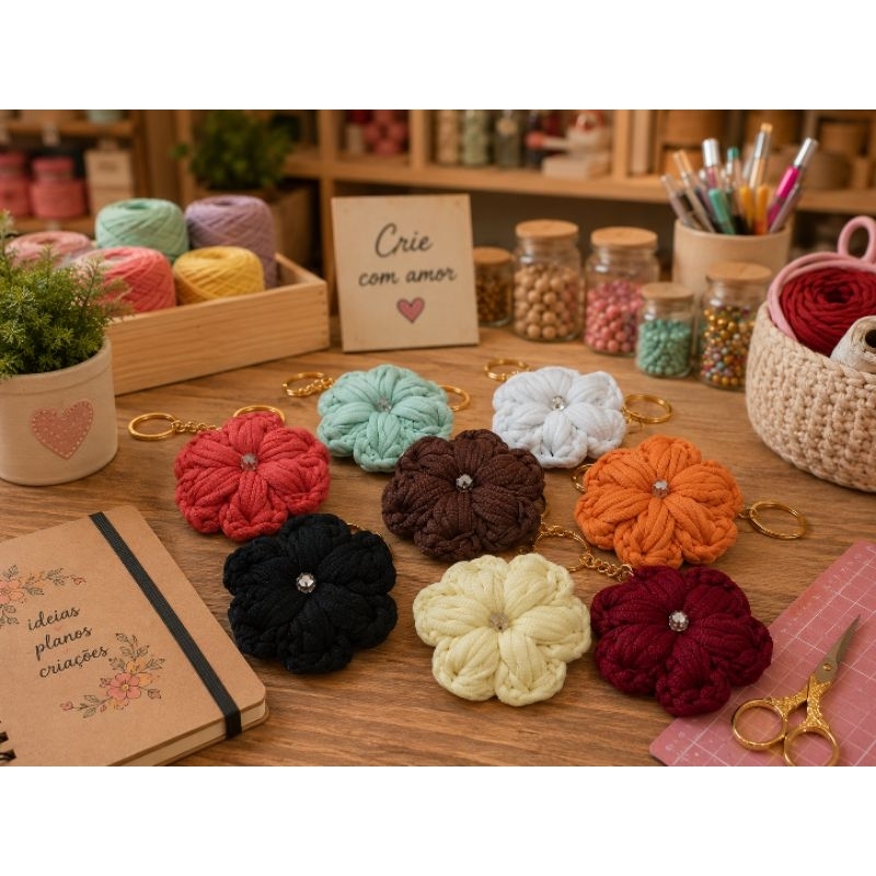 Lembrancinha Crochê Flor em fio de malha Premium kit/5un