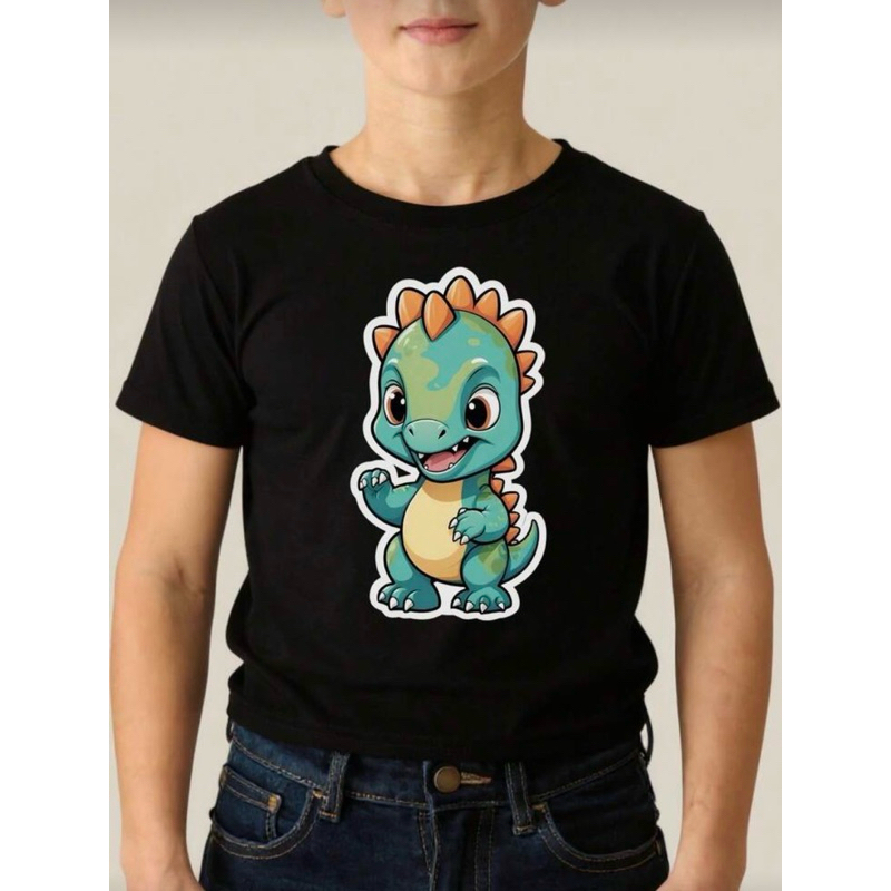 Camisa Camiseta Estampada Anime Dinossauro Bêbe Infantil Menino em Algodão gola em Ribanna 1 a 14 Lançamento